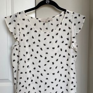 SMALL LOFT cap sleeve white/black ruffle blouse
